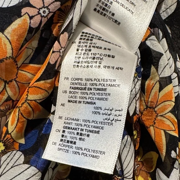 Sandro Paris Reyes Floral Button-Front Sheer Smock Dress in Black & Mustard - Picture 16 of 16